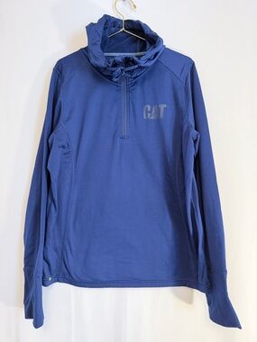 CAT Blue Quarter-Zip Pullover Hoodie
